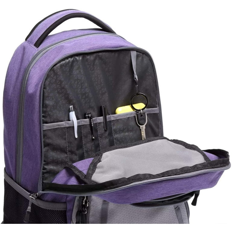 C9 Champion 19 Backpack Laptop Sleeve INSULATED Cooler Pocket Water Repellant Purple and Gray