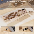 thumbnail image 5 of Wireless Keyboard and Mouse Combo Latte, Retro Round Keycaps, Full Size with Detachable Wrist Rest, 2.4G for PC Mac Windows, 5 of 8