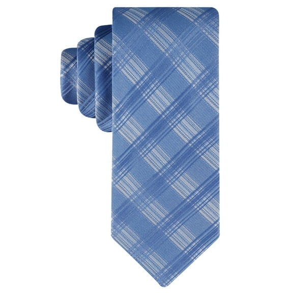 Calvin Klein Mens Regular fit Tie Necktie One Size Blue Ben Plaid