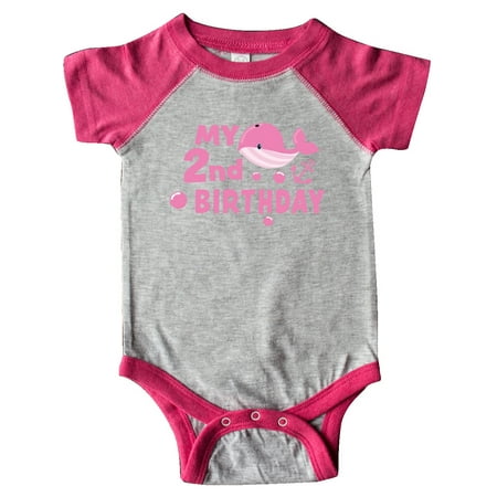 

Inktastic Nautical My 2nd Birthday with Pink Whale Gift Baby Boy or Baby Girl Bodysuit