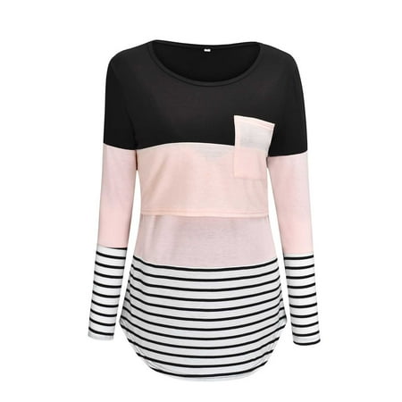 

Womens Maternity Nursing Tops Raglan Sleeve Breastfeeding Shirts Maternity Womens Nursing Round Neck Long Sleeve Round Neck Breastfeeding Blouse