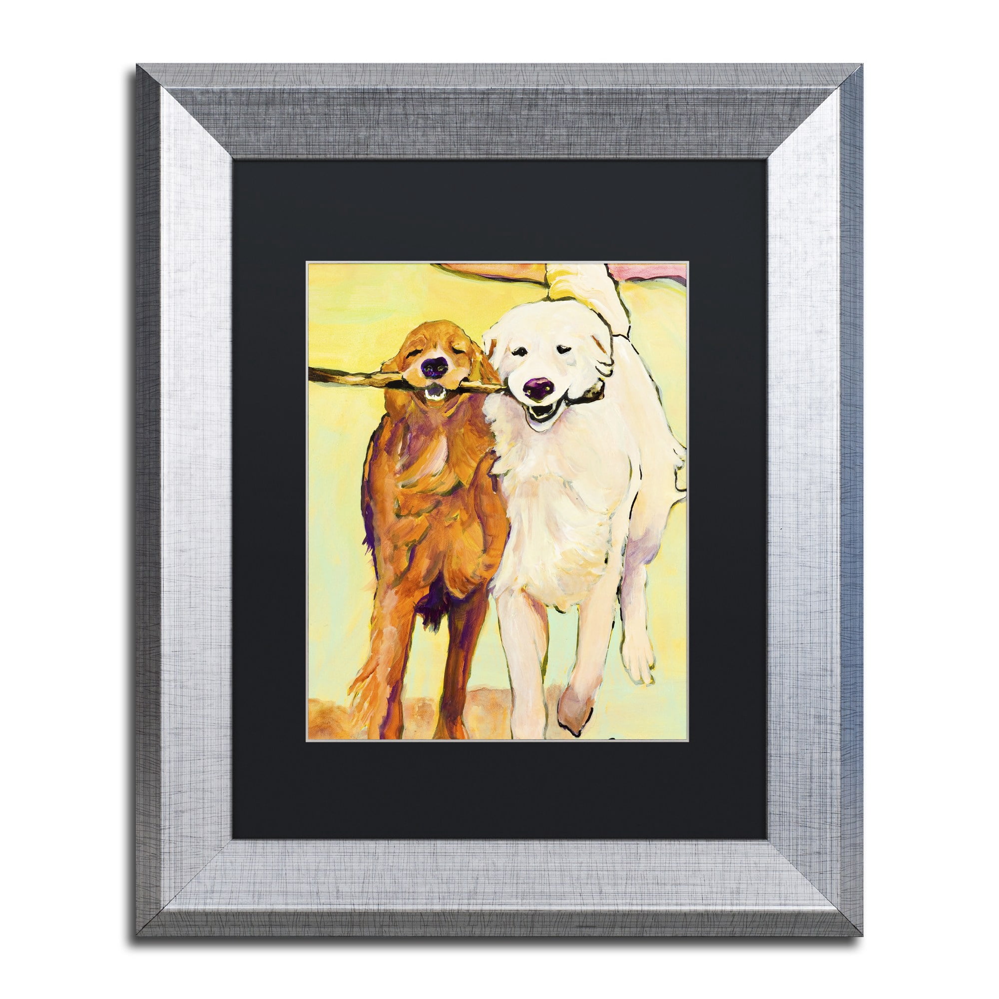 Trademark Fine Art "Stick With Me 1" Canvas Art by Pat Saunders-White Black Matte, Silver Frame