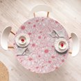 thumbnail image 4 of Ambesonne Floral Fitted Round Tablecloth, Monochrome Chamomiles Retro, 36"- 40" Diameter, Pastel Pink and White, 4 of 5