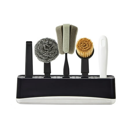 

JeashCHAT Kitchen Dish Brush Set - Deep Cleaning Scrub Brushes Kit With Storage Holder 1 Removeable Handle With 4 Different Replaceable Cleaning Brush Heads