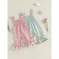 thumbnail image 3 of Loicainy Baby Toddler Girls Summer Jumpsuit 6 12 18 24 Months 2T 3T 4T Ruffle Sleeveless Smocked Bust Plaid Print Romper Toddler Bell Bottoms, 3 of 9