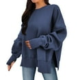 thumbnail image 4 of Mifsaly Womens Pullover Sweatshirt Oversized Thick Warm Long Sleeve Sweatshirts Pleated Side Plit Baggy Tops with Thumb Hole 2025 Fashion Workout Outfits, 4 of 6