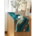thumbnail image 5 of Table Runner 90 Inches Long for Kitchen Dining, Teal Marble Dresser Scarf Farmhouse, Dining Table Decorations for Wedding/Parties, Modern Abstract Gold Fluid Art 13 x 90 In, 5 of 8