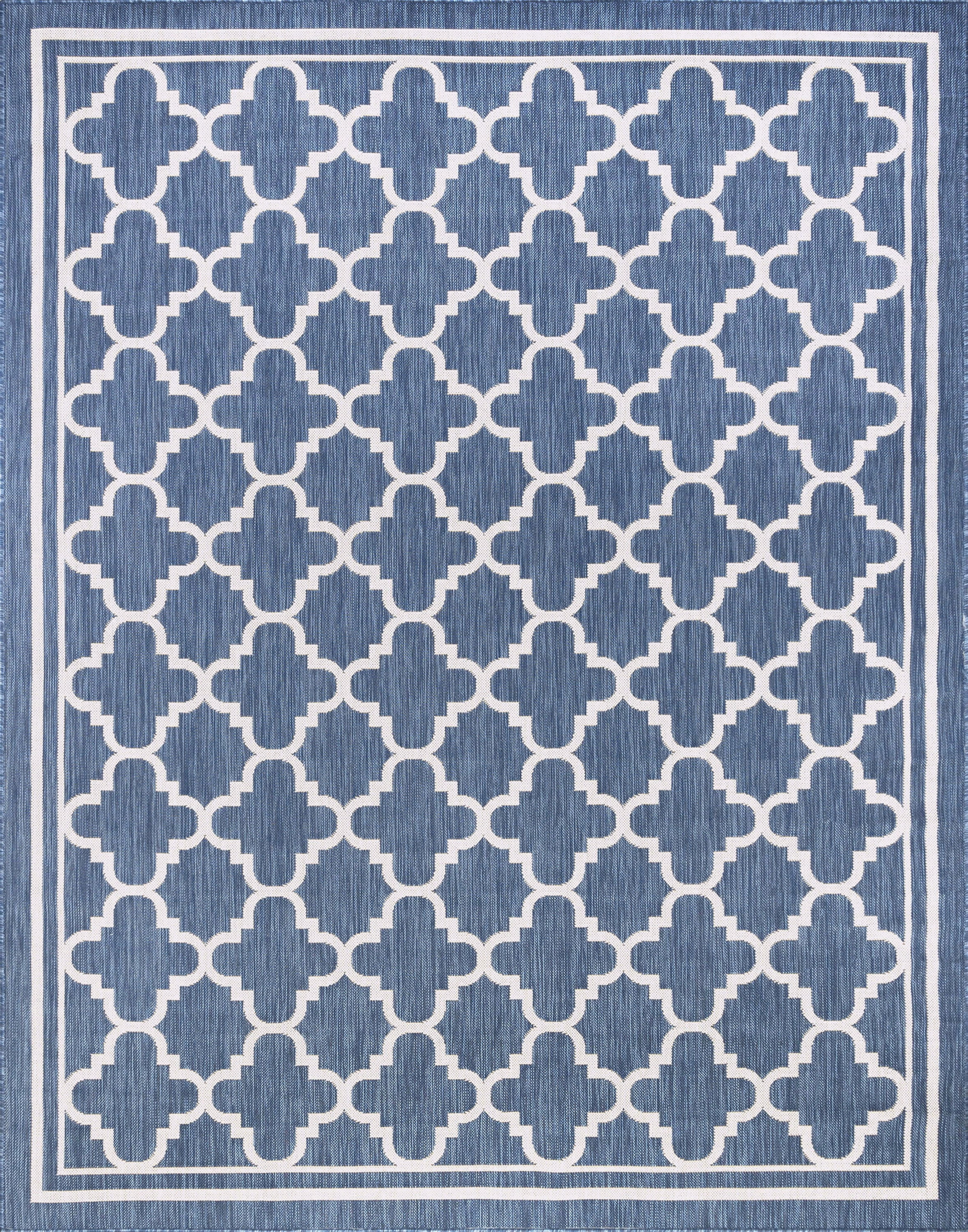 8x10 Water Resistant, Large Indoor Outdoor Rugs for Patios, Front Door Entry, Entryway, Deck, Porch, Balcony | Outside Area Rug for Patio | Blue, Geometric | Size: 7'10'' x 10'2''