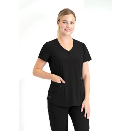 Grey's Anatomy Signature Women's GNT086 "London" Scrub Top-Black-XXX-Large