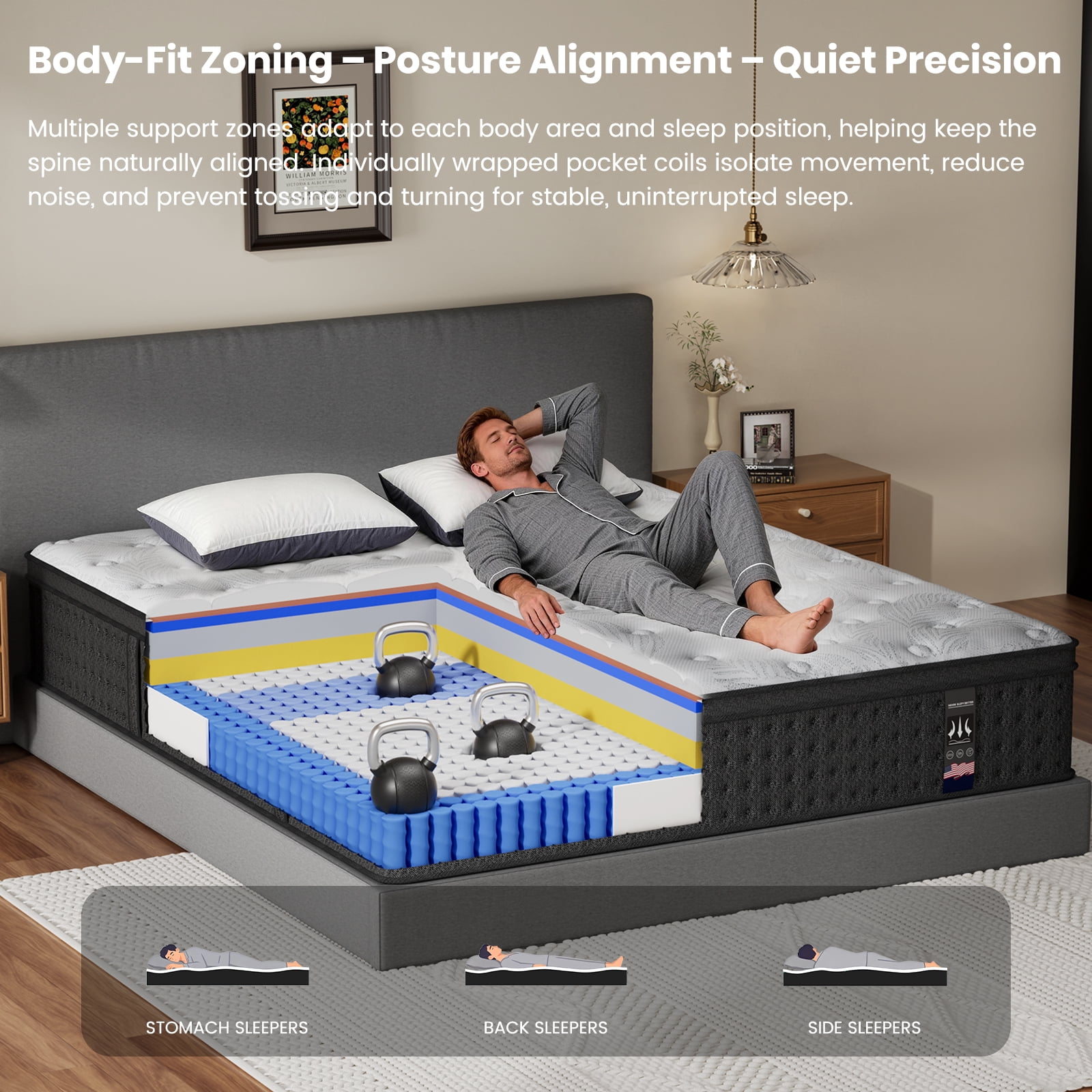 Twin Mattress, KOW 14 inch Twin Size Memory Foam Hybrid Mattress in a Box, Medium