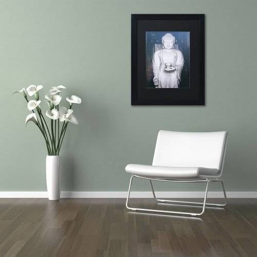 Trademark Fine Art "White Buddha" Canvas Art by Philippe Hugonnard, Black Matte, Black Frame