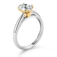 thumbnail image 3 of Gem Stone King 925 Sterling Silver and 10K Yellow Gold White Zirconia Solitaire Engagement Ring for Women (1.21 Cttw, Oval 8X6MM, Gemstone Birthstone, Available in Size 5, 6, 7, 8, 9), 3 of 4