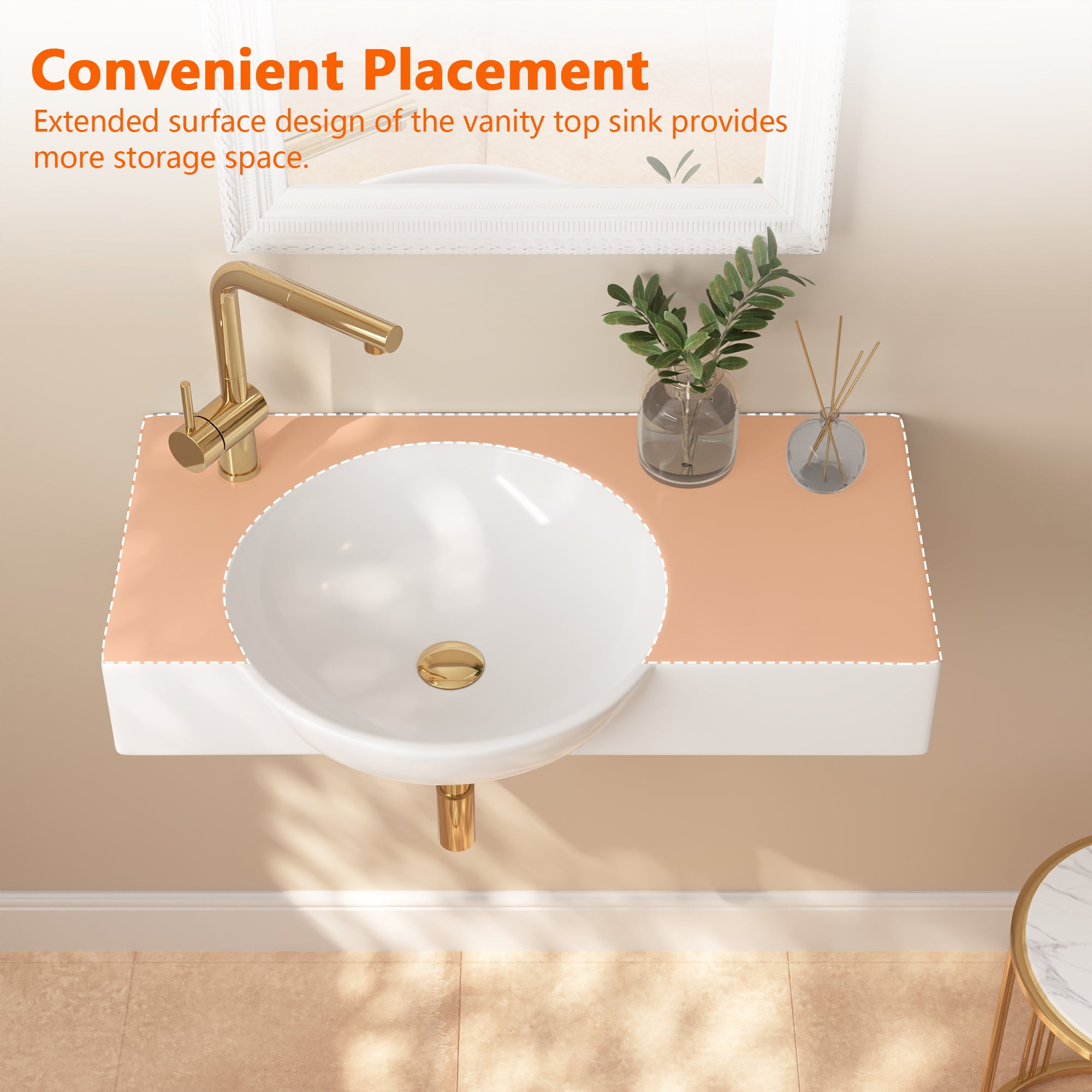 30 in. Left Side White Ceramic Novelty Wall-Mount Sink Wall Hung Rectangular Bathroom Vessel Sink, Single Faucet Hole