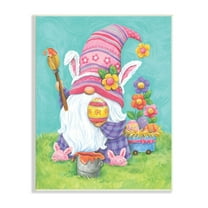 Whimsical Gnome Painting Easter Eggs Festive Flowers Fairy Tales & Fantasy Graphic Art Unframed Art Print Wall Art