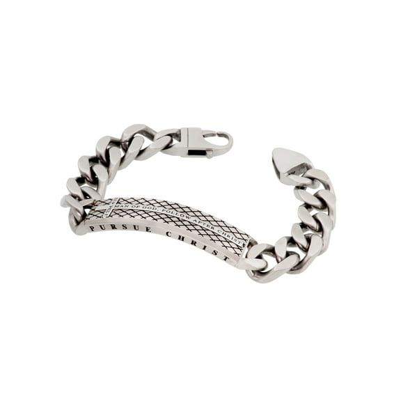 MAN OF GOD Men's Faith Bracelet, Stainless Steel Cross with Bible Verse