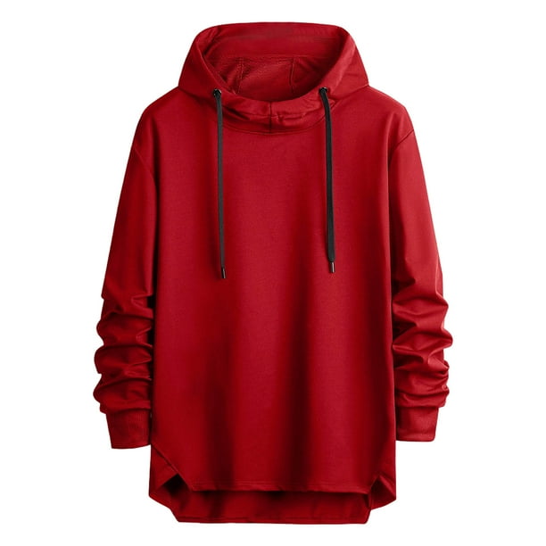 pstuiky camisa de manga larga para hombre, Sudadera con capucha y manga larga de color liso para hombre camisetas de hombre m