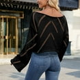 thumbnail image 4 of Fesfesfes Women's Loose Tops Fall Winter Long Sleeve with Ribbed Cuffs Round Neck Sweater Trendy Color-Blocked Warmkeeping Blouses(Black#2,XL), 4 of 6