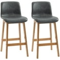 thumbnail image 1 of HOMCOM Bar Stools Set of 2, Counter Height Bar Chair with PU Leather Grey, 1 of 10