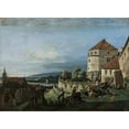 thumbnail image 2 of Bernardo Bellotto 18x14 Black Ornate Wood Framed Double Matted Museum Art Print Titled - View of Pirna in Saxony, 2 of 5