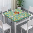 thumbnail image 3 of Yellow Lemon Fruit Slices Blue Pattern Square Fitted Tablecloth with Elastic Edge,Square Table Cover,Washable Elastic Table Cover for Home Kitchen Party Decor 36"x36", 3 of 6