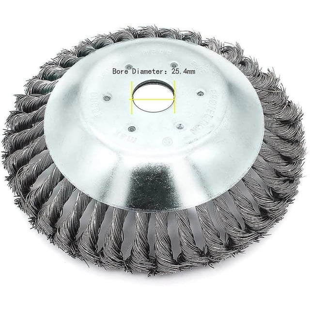 Cepillo para malezas Cepillo para malezas Cepillo para malezas rotativo de 8 pulgadas Disco giratorio Cepillo cónico trenzado de alambre de acero Diámetro de 200 mm Diámetro interior de 25,4 mm (8 pul Afortunado Sencillez