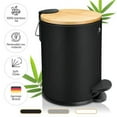 thumbnail image 4 of Exitoso® Bathroom Trash Can with Lid - Quiet Soft Close, Bamboo Lid, 0.8 gal (Black), 4 of 6