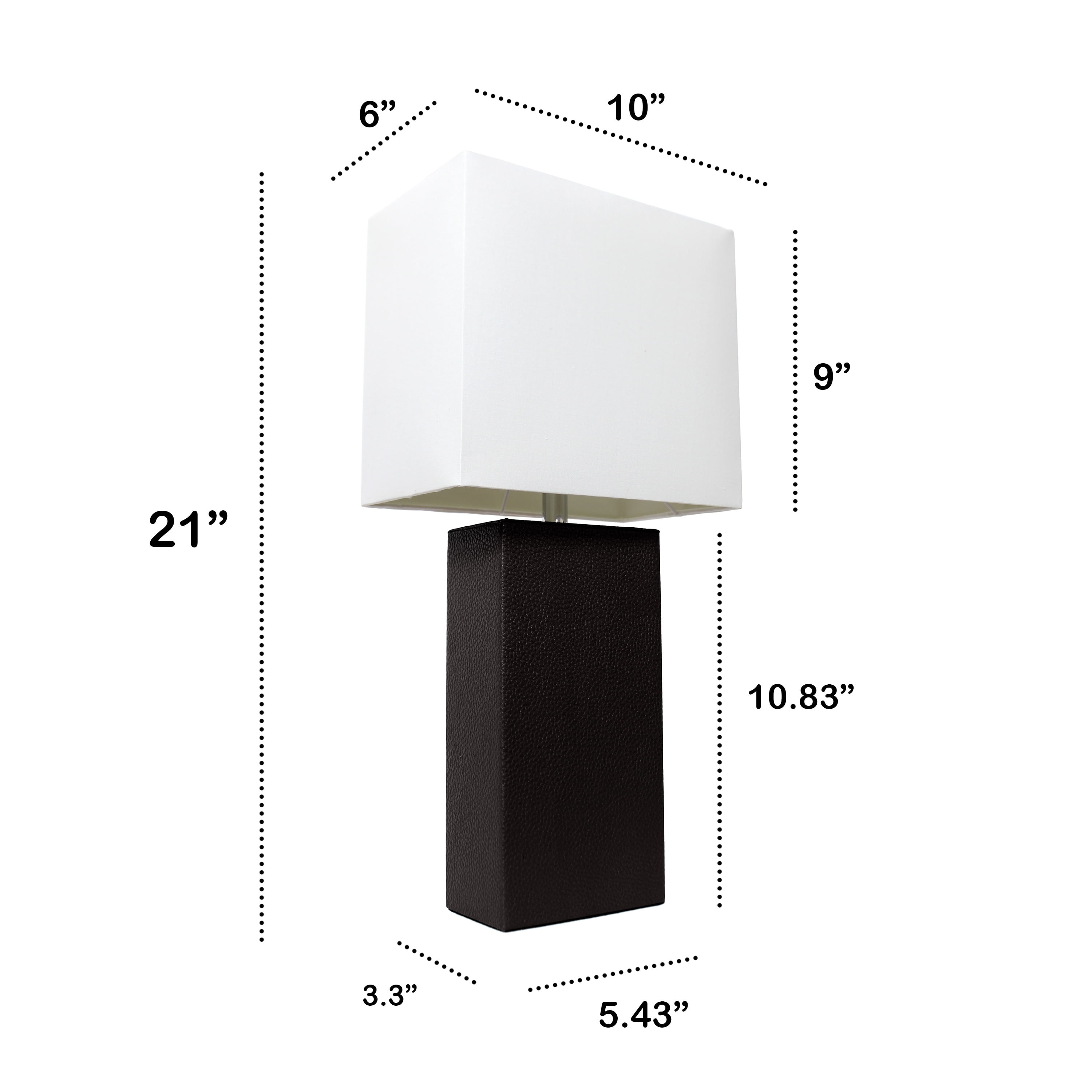 Lalia Home 21" Leather Modern Bedside Table Lamp with LED Bulb, Black
