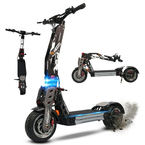 HEZZO Electric Scooter for Adults 60V 8000W Dual Motor 40AH Battery 56MPH Speed 65 Mile Range Folding Design
