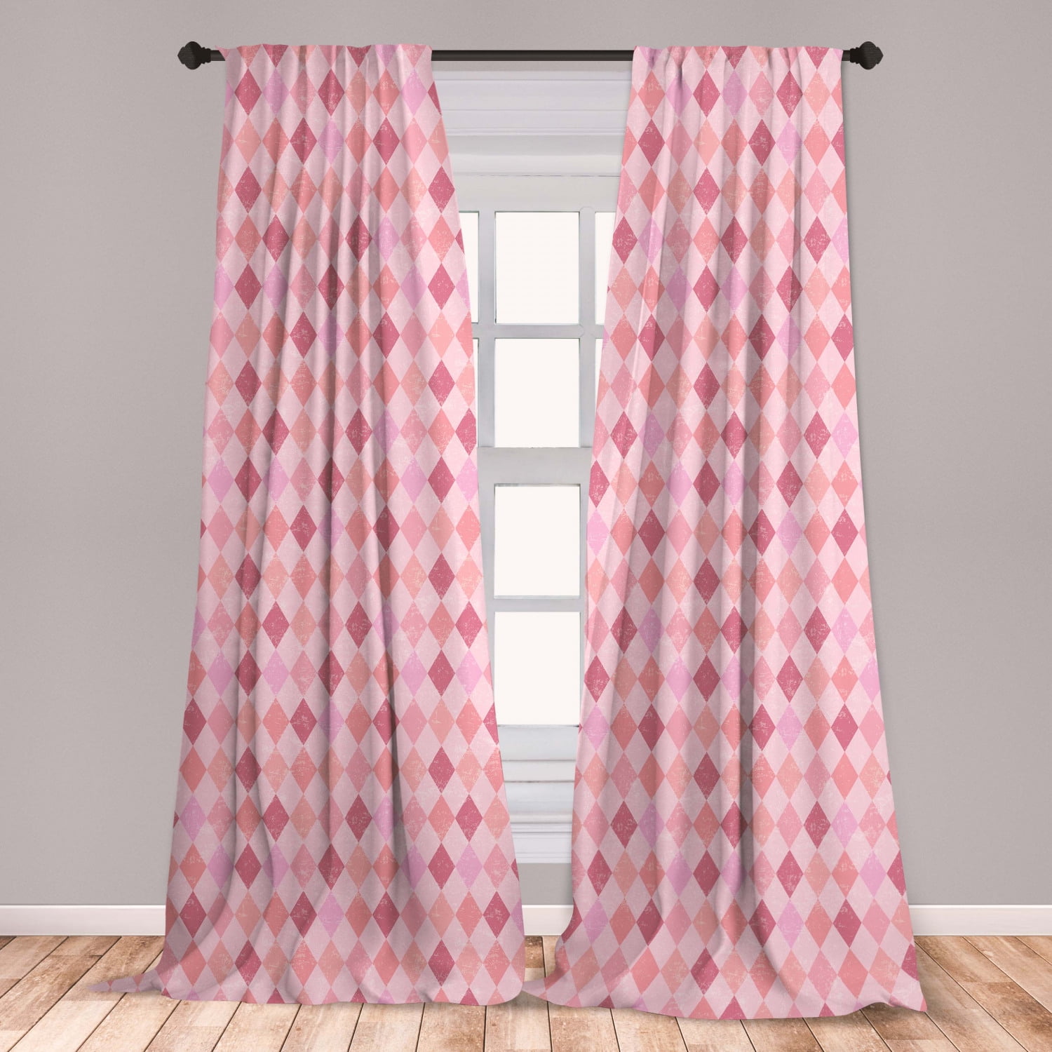 Pink Curtains 2 Panels Set, Shades of Pink for Vintage Weathered