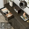 thumbnail image 5 of Homfa Farmhouse Cabinet with Adjustable Shelf, 4-Doors 2-Drawers Kitchen Buffet Cabinet Wood Sideboard for Dining Room Living Room, Dark Brown, 5 of 7