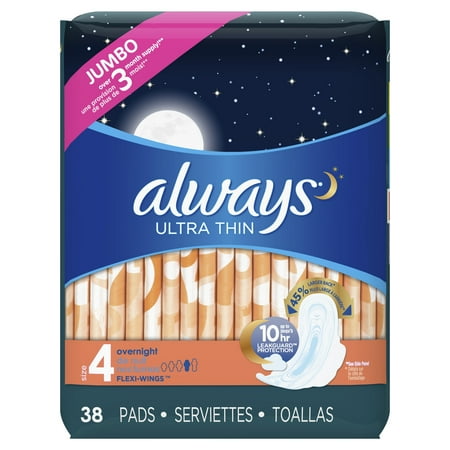 ultra unscented pads thin wings kotex overnight 36ct always count regular
