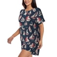 thumbnail image 2 of Lsque Sailboat And Wave Women's Short-Sleeved Pajama Set - 2 Piece Soft and Lightweight Sleepwear Set-X-Large, 2 of 9