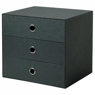 File Cabinet Document Storage Box, Office Desktop Filing Organizer, Black Mini chest with 3 drawers, 13x10 ¼