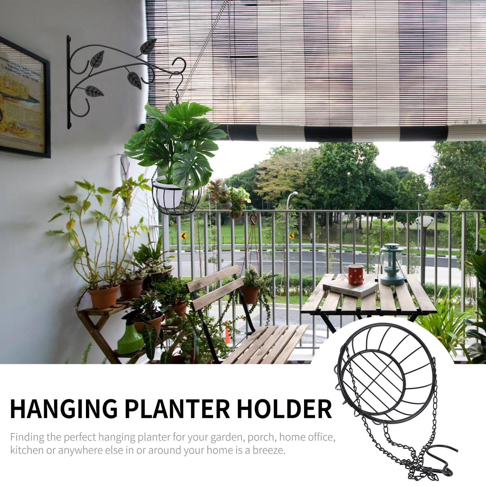 PENIKOKO Wall Hanging Planter Basket Iron Plant Display Rack Black 1Set
