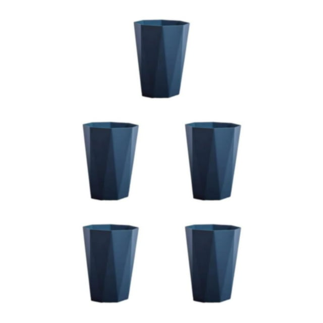 Decodeary Trash Can For Kitchen Bedroom - Simple All Home Decoration Matchable Big Opening PP Household Dark Blue L 5Set