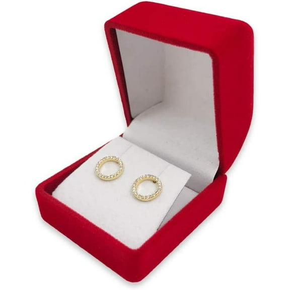 1 Qty - Premium Macaw-Red Flocked Velour Square Earring Jewelry Box