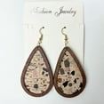 thumbnail image 6 of Morocco Genuine Leather Wood Earrings Ethnic Leopard Print Leather Women Jewelry, 6 of 9