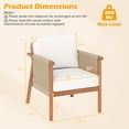 thumbnail image 3 of Costway Patio Acacia Wood Chair with Woven Rope Armrests & Seat Back Cushions for Backyard Natural + White, 3 of 9