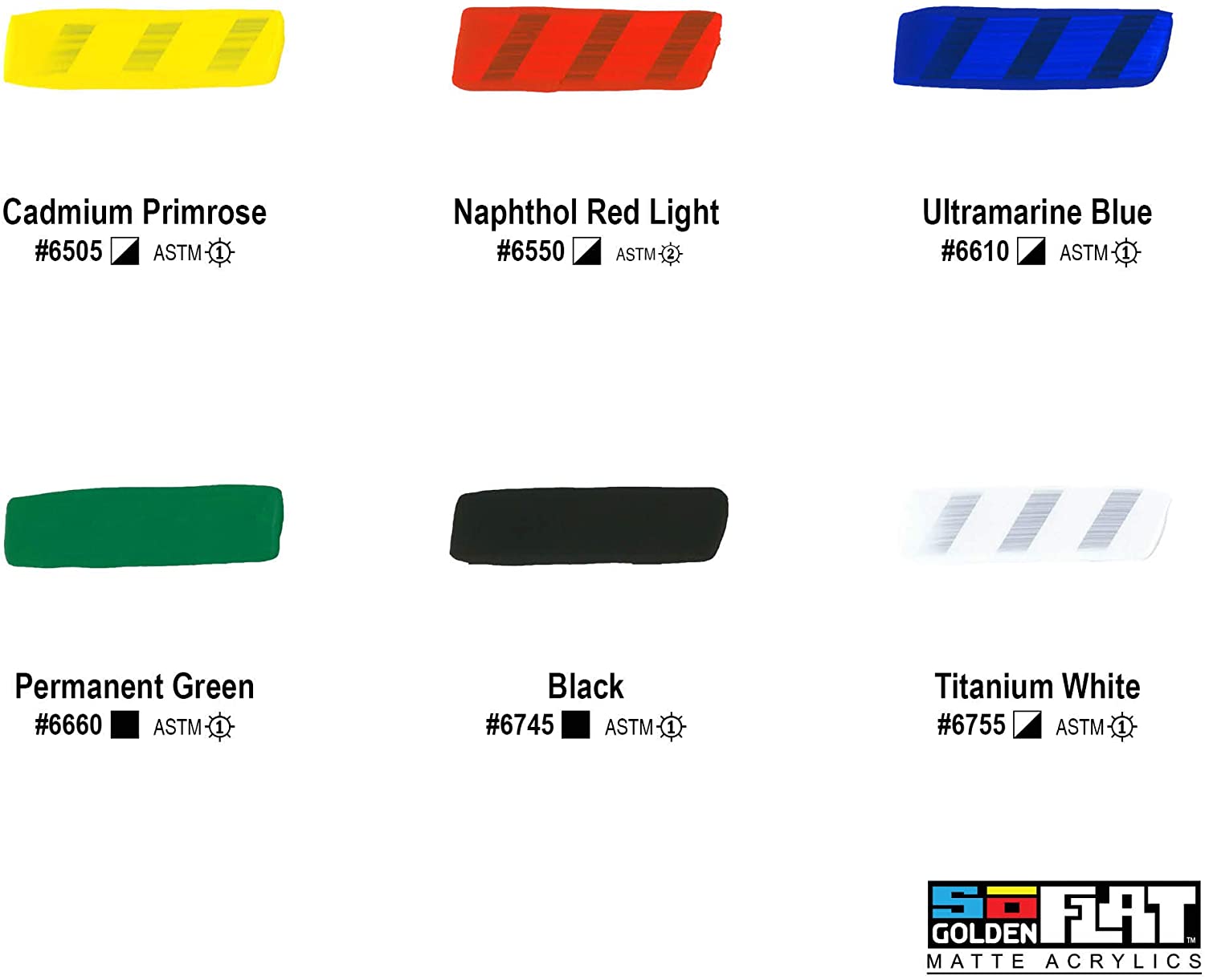 Golden SoFlat Matte Acrylic Paint - Set of 6, Pop Colors, 59 ml, Jar