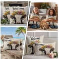 thumbnail image 4 of Outdoor Pillow Covers Farmhouse Cow Colorful Garland Waterproof Pillow Cases 16x16 Set of 2, Retro Linen Texture Throw Pillow Cover Pillowcase for Patio Balcony Couch Garden, 4 of 9