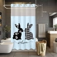 thumbnail image 5 of Flower Plaid Bunny No Hooks Shower Curtain with Snap-in Liner Spring Rabbit Blue Shower Curtains for Bathroom, Waterproof, Easy Install, Washable 36"x78", 5 of 9