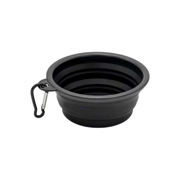 Harley-Davidson Collapsible Pet Bowl, Food Grade Silicone w/Carabiner Clip, Gray, Harley Davidson