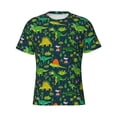 thumbnail image 3 of Naloa Dinosaurs and Tropical Leaves and Flowers Men's T-Shirt Sport T-shirt Men's Basic Tee Casual Men's Shirt, Round Neck, Short Sleeves - XX-Large, 3 of 5