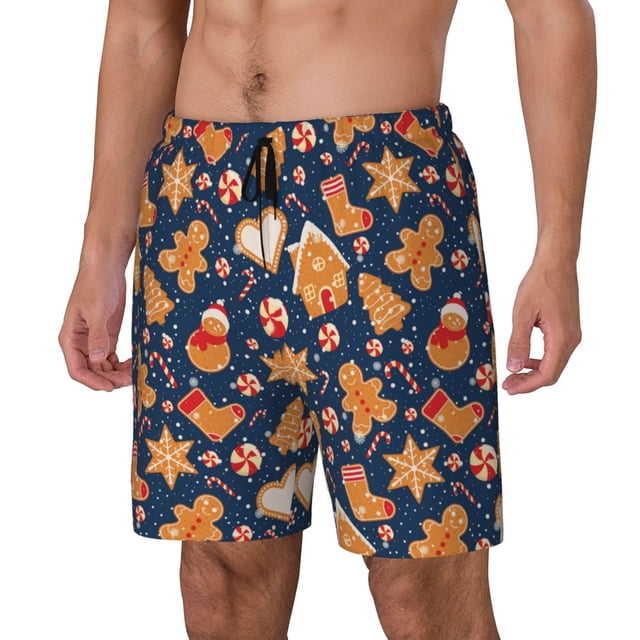 Fotbe Gingerbread Delights Traje de Baño para Hombre – Shorts de Natación de Secado Rápido con Forro y Bolsillos-Large