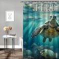 thumbnail image 2 of Orinice  Nautical Sea Turtle Shower Curtain Ocean Beach Animal Cartoon Tropical Starfish Blue Marine Life Turquoise Underwater World Summer Boys Fabric Bathroom Curtain Sets Hooks  60x72, 2 of 7