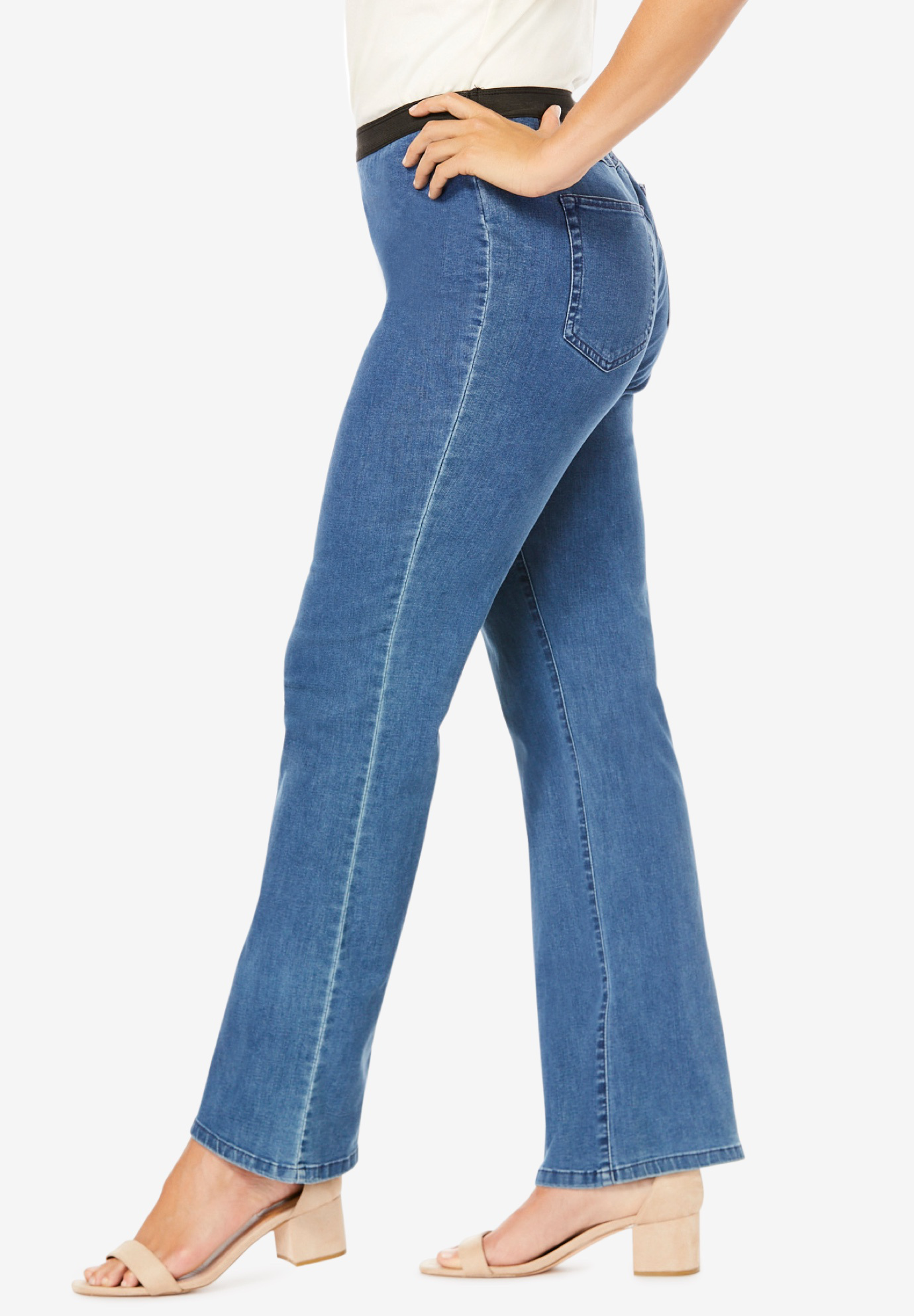 Jessica London Women's Plus Size Bootcut Stretch Jeans Elastic Waist - 16, Indigo Blue - image 4 of 6