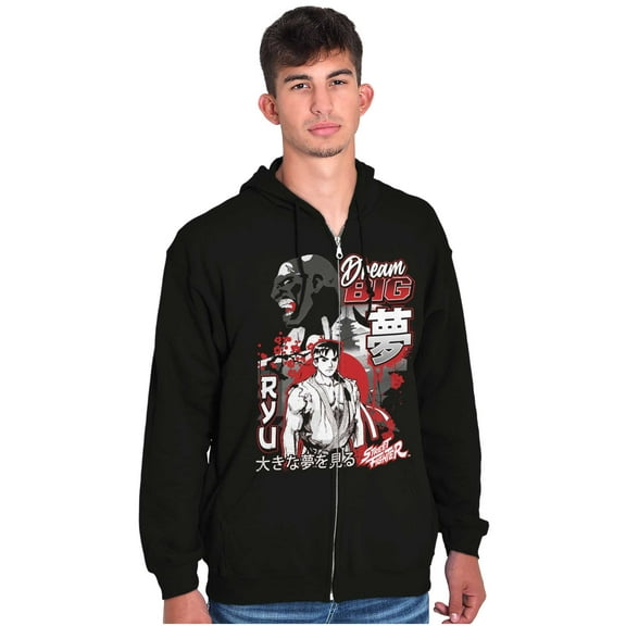 Kanji Street Fighter Dream Big Ryu Zip Hoodie Sweatshirt Men Brisco Brands S