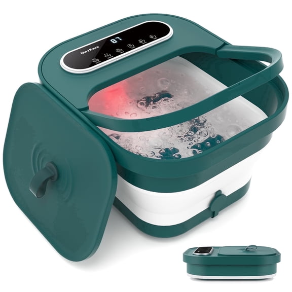 MaxKare Collapsible Foot Spa with Massager and Heat Bubbles Vibration 3 in 1, Foot Spa Bath, Green