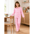 thumbnail image 2 of Beezizac Girls Pajama Pink Bow & Heart Cozy Satin Silky 2-Piece Long Sleeves Winter PJS Kid Jammies Size 14, 2 of 6
