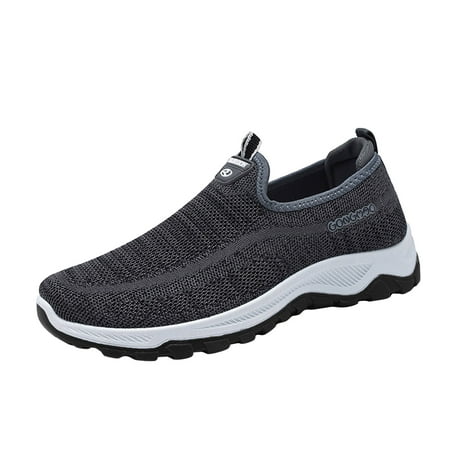 

Puawkoer Fashion Summer And Autumn Men Solid Color Fly Woven Mesh Breathable And Comfortable Slip On Casual